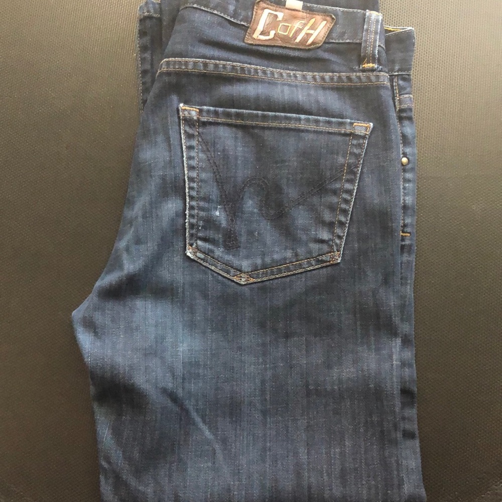 Dark Blue tapered Waist cropped jeans